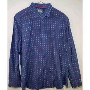 ORO d'platini Men's Fitted Button Down Shirt XXL Long Sleeve Navy Made In Turkey